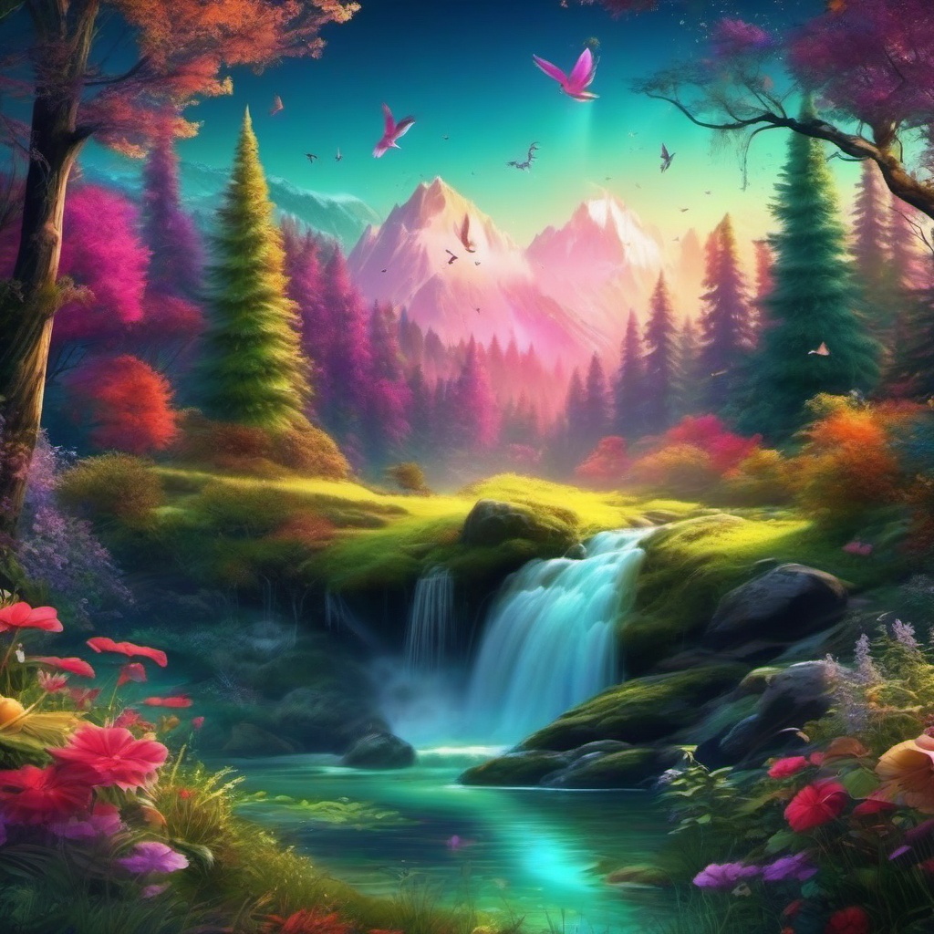 Cute Nature Wallpapers Enchanted Forests with Adorable Wildlife and Scenic Beauty wallpaper splash art, vibrant colors, intricate patterns