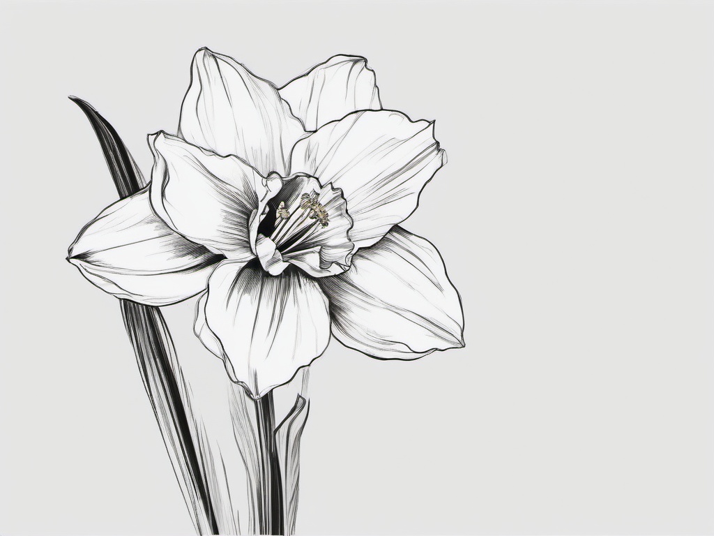 drawing of a daffodil  minimal rough sketch scribbles,doodles,black and white