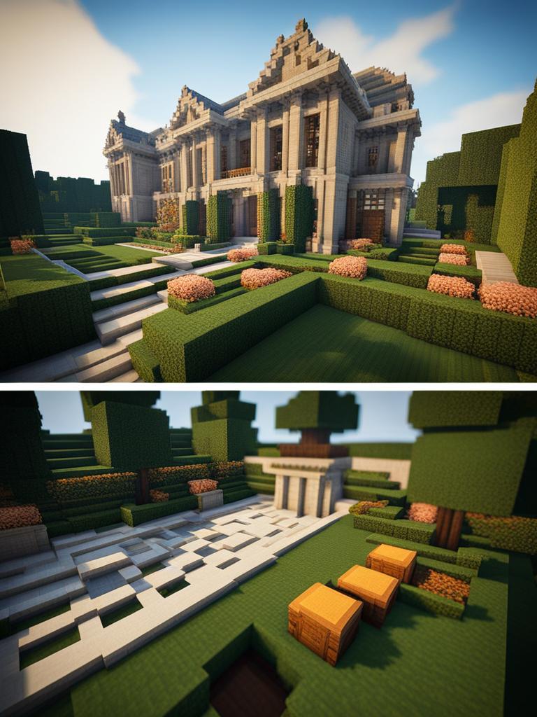 renaissance-style manor house surrounded by formal gardens - minecraft house design ideas minecraft block style