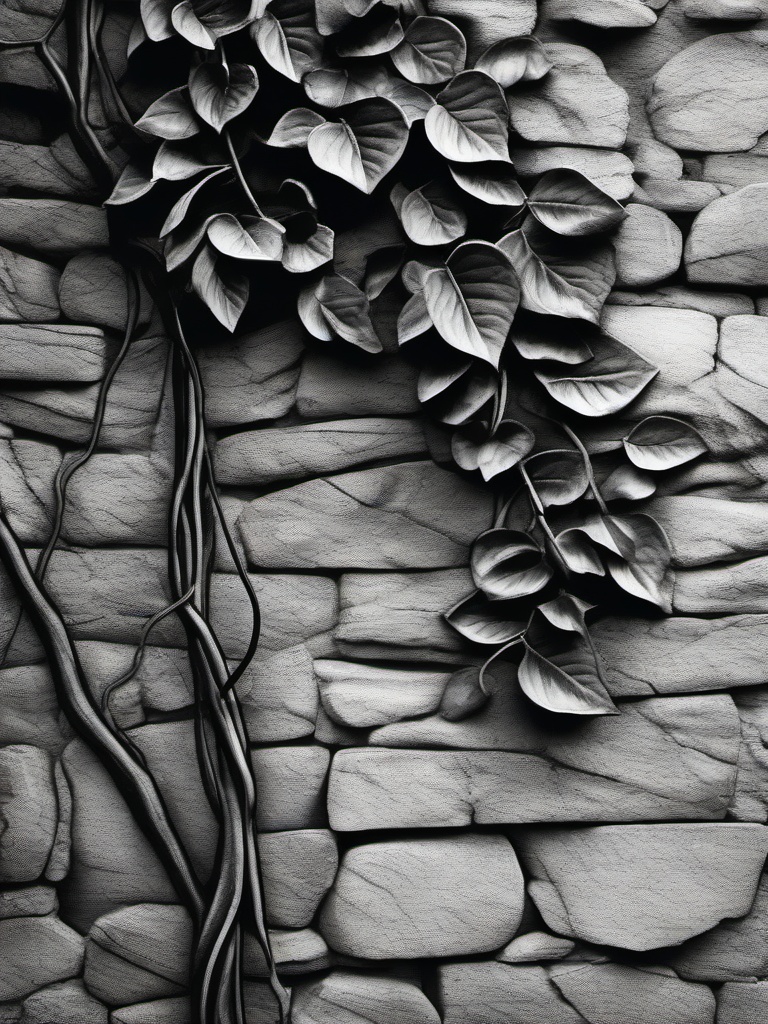 drawing of a vine on a stone wall  minimal rough sketch scribbles,doodles,black and white