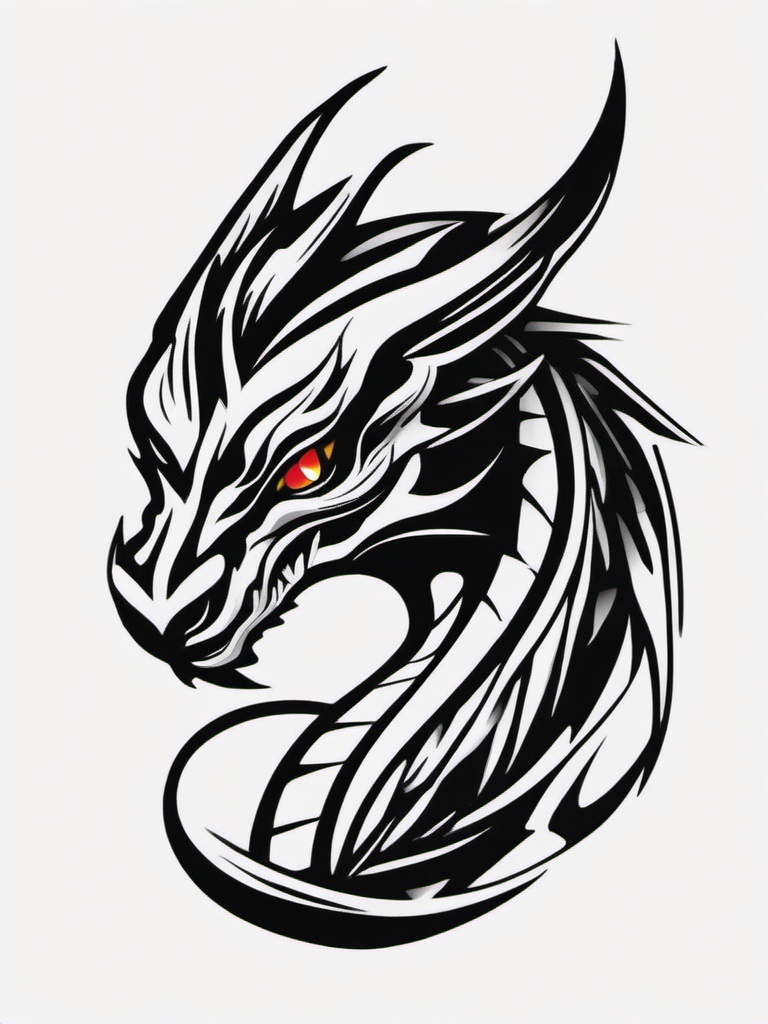 Small Dragon Tattoo Design - Tiny and stylish dragon tattoo design.  simple color tattoo,minimalist,white background