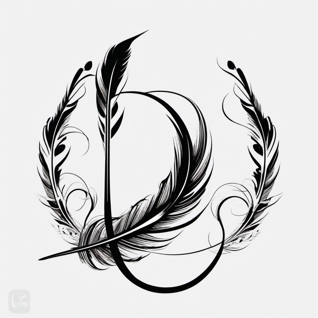 Infinity Feather - Symbolic tattoo featuring both the infinity symbol and a feather design.  simple vector tattoo,minimalist,white background