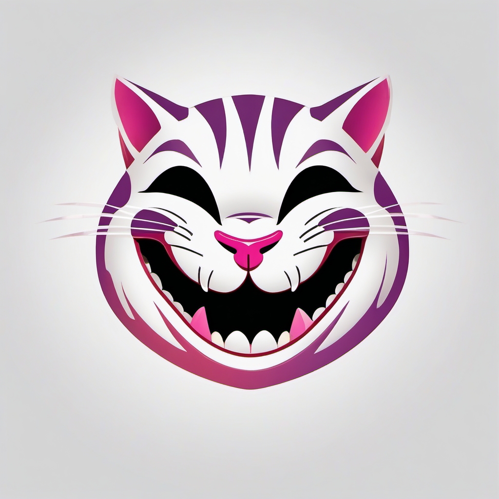 Cheshire Cat smile tattoo.  color tattoo minimalist white background