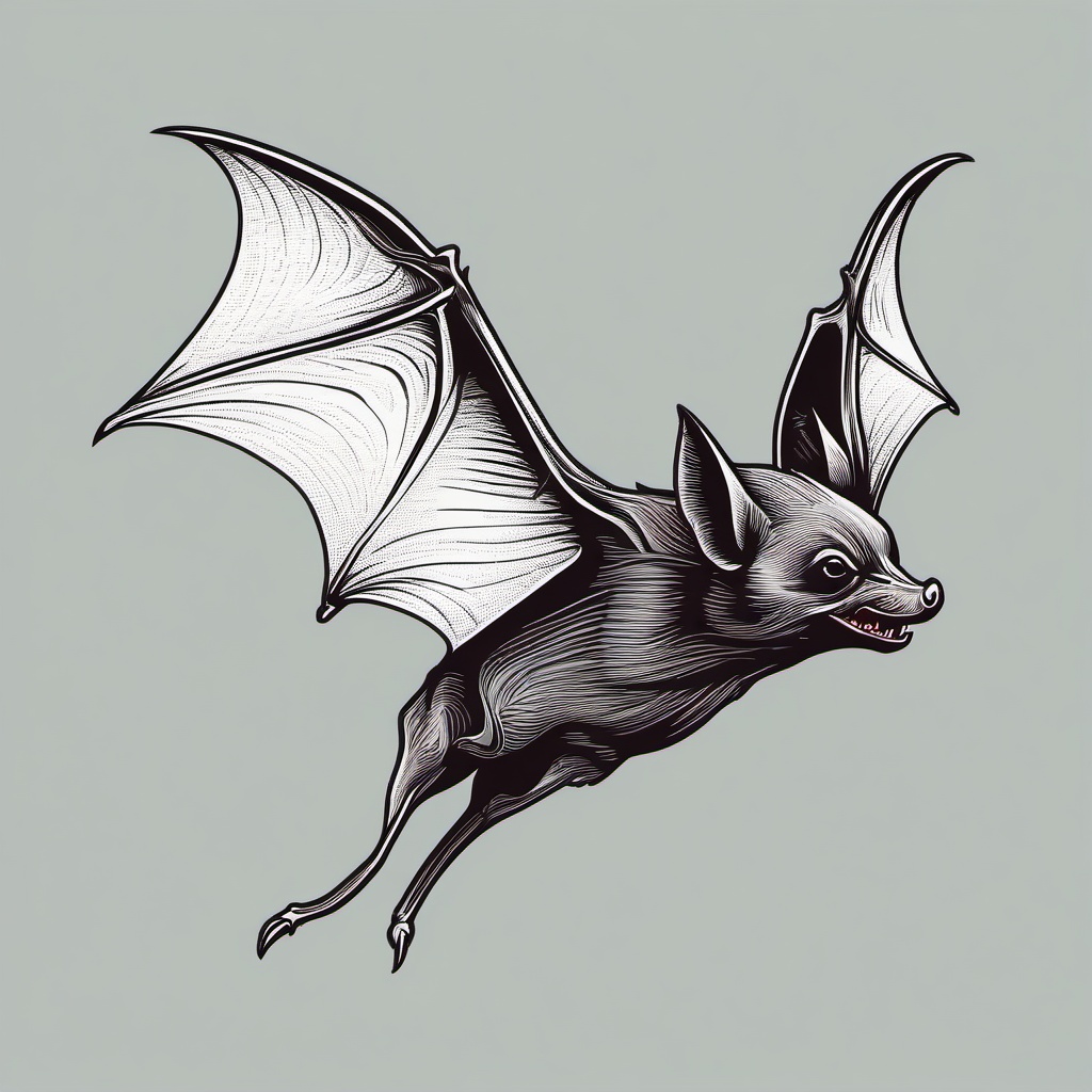 Common Vampire Bat Clip Art - Common vampire bat in flight,  color vector clipart, minimal style