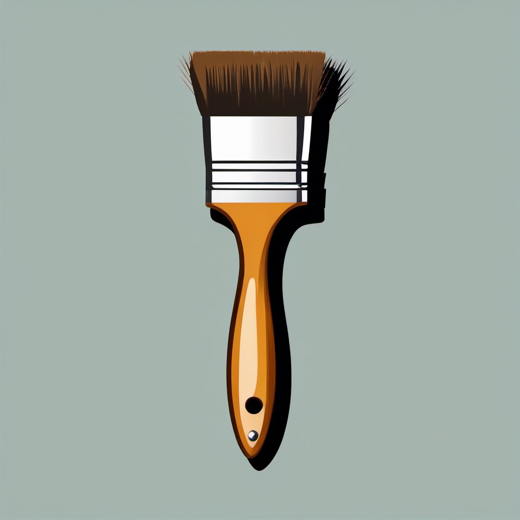 Paint Brush clipart - old paintbrush with worn bristles  color,minimalist,vector clipart