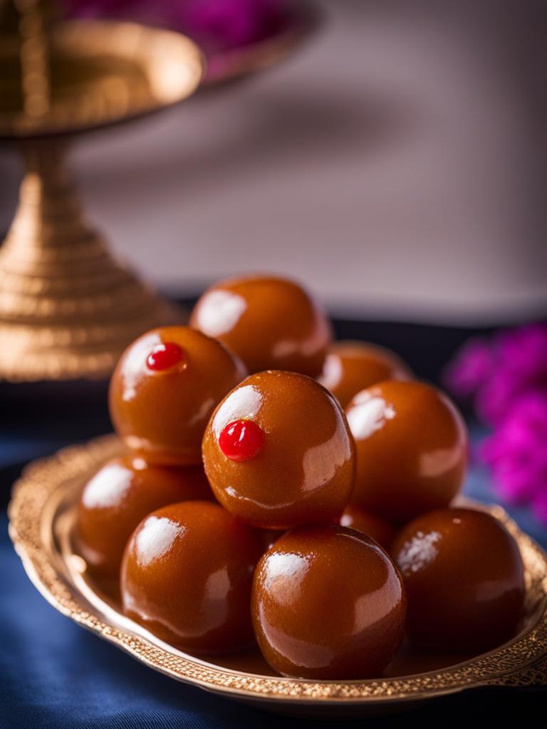 gulab jamun, an indian sweet, served at a lavish wedding celebration in rajasthan. 