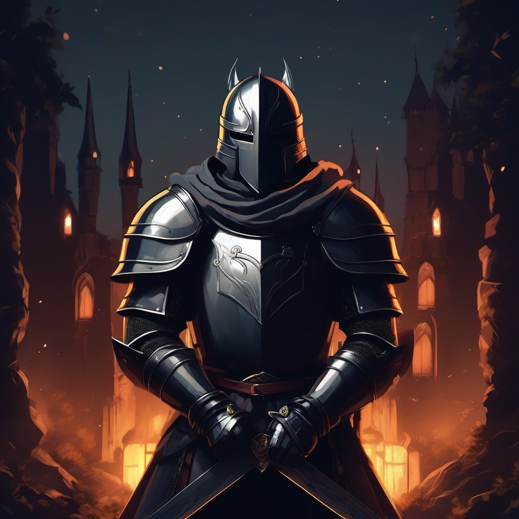 Resilient knight in a dark medieval realm.  front facing ,centered portrait shot, cute anime color style, pfp, full face visible