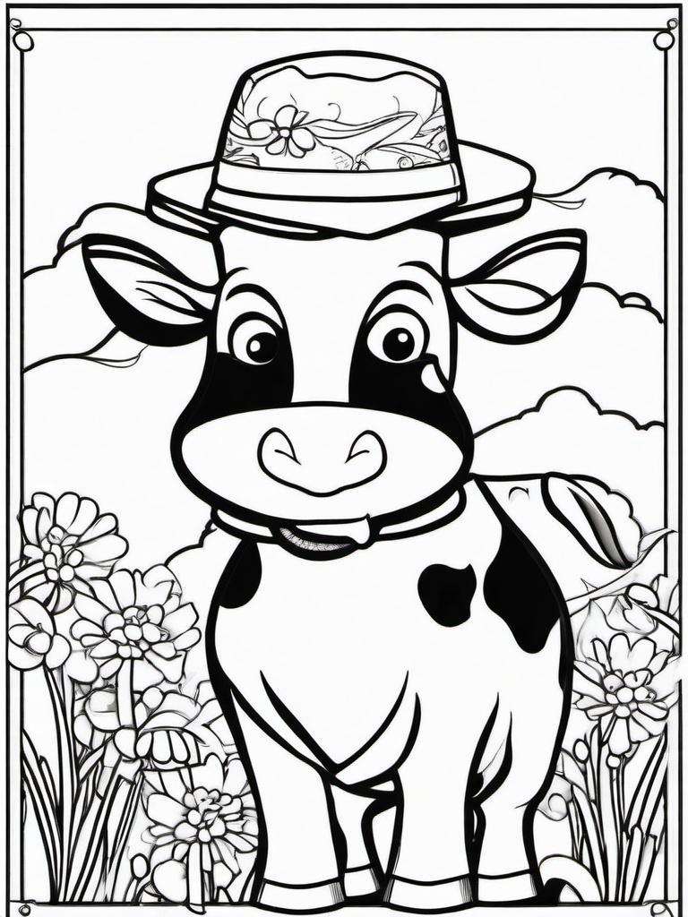 Cow Coloring Pages - Cow holding a sign that says Moo!  simple coloring pages