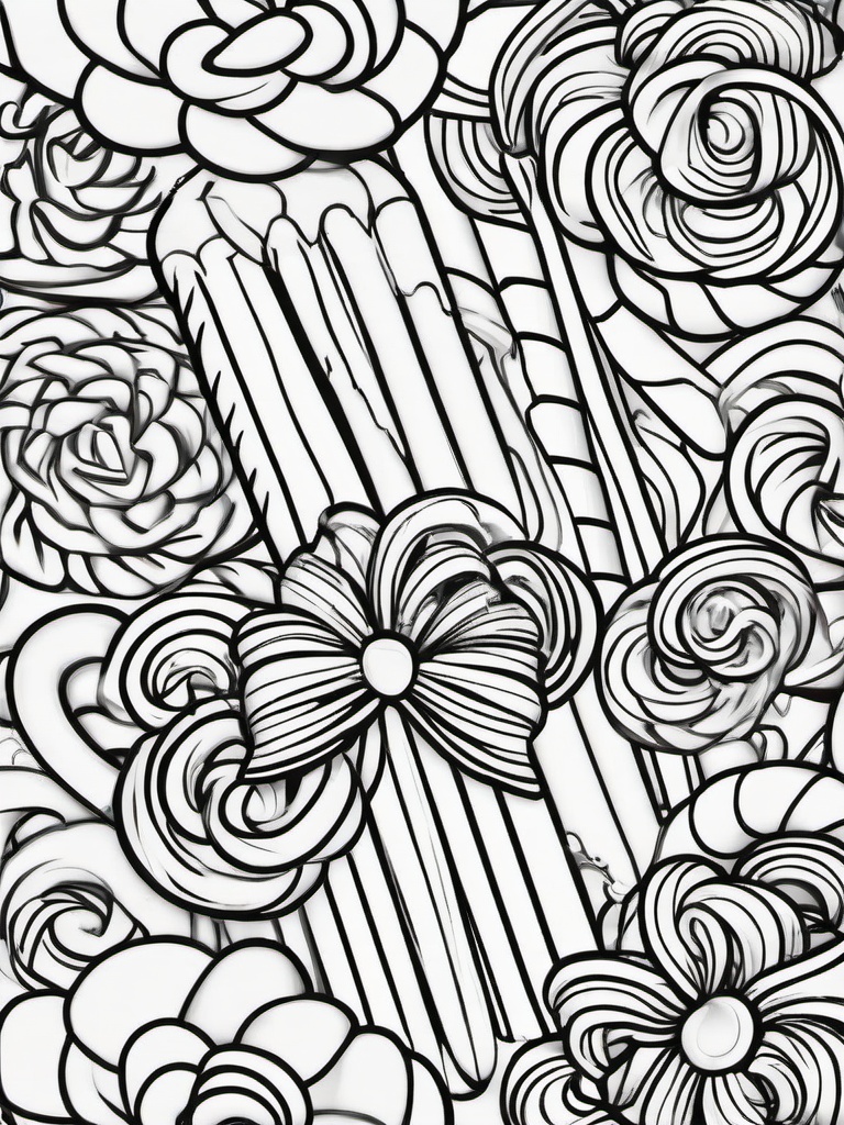 Candy Cane Picture To Color  outling,coloring pages,black and whit