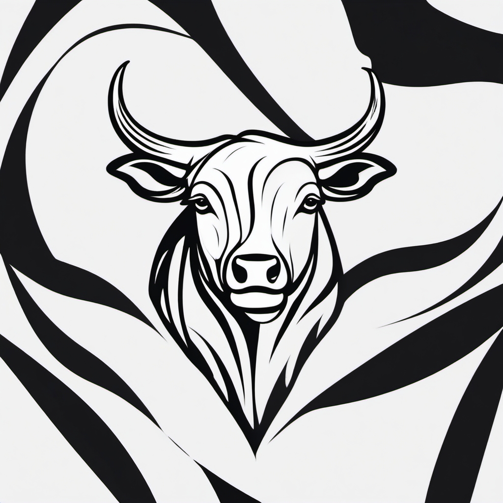 Abstract bull heartbeat tattoo. Pulse of tenacity.  minimalist black white tattoo style