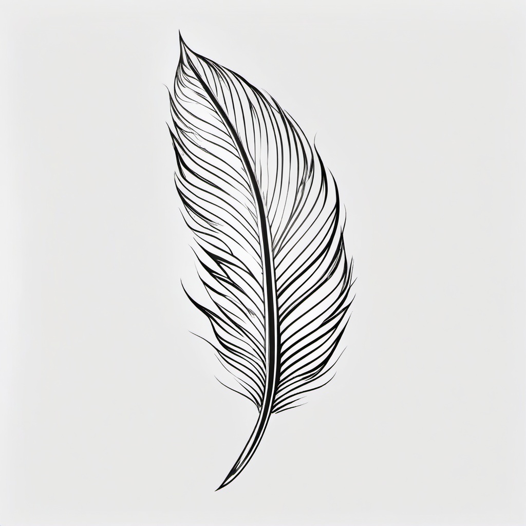 Feather Tattoo Template - Template for creating feather tattoos.  simple vector tattoo,minimalist,white background