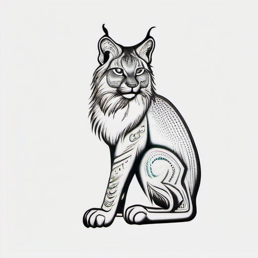 A micro tattoo of a lynx   ,tattoo design, white background