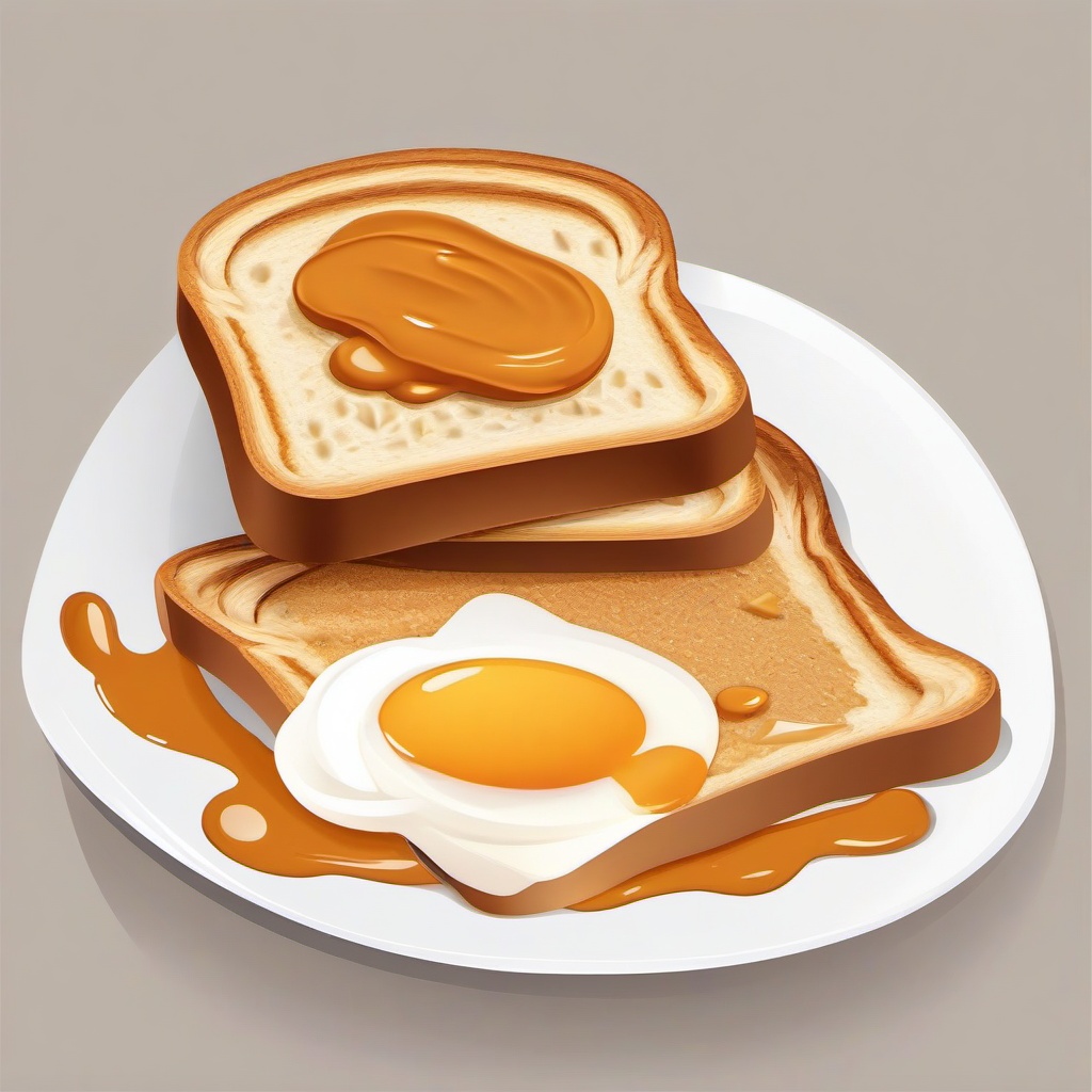 Breakfast clipart - Toast with peanut butter.  vector style illustration, white background