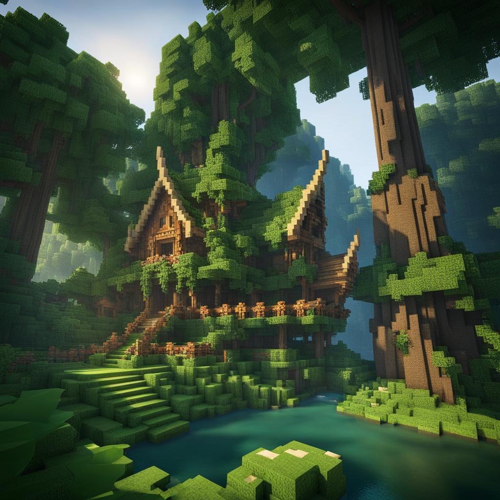 hidden elven sanctuary deep within an enchanted forest - minecraft house ideas minecraft block style