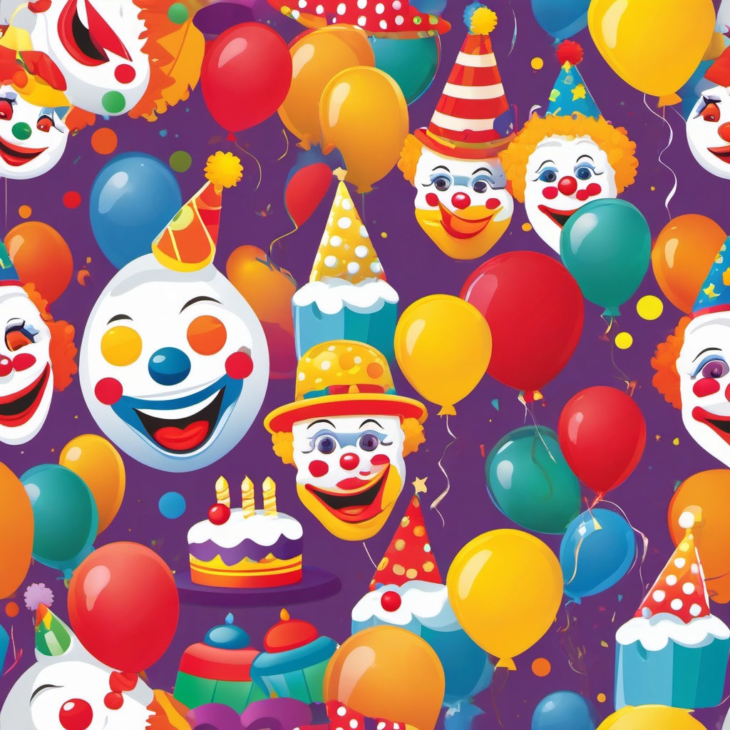 Birthday Clown clipart - Silly and cheerful birthday clown, ,vector color clipart,minimal