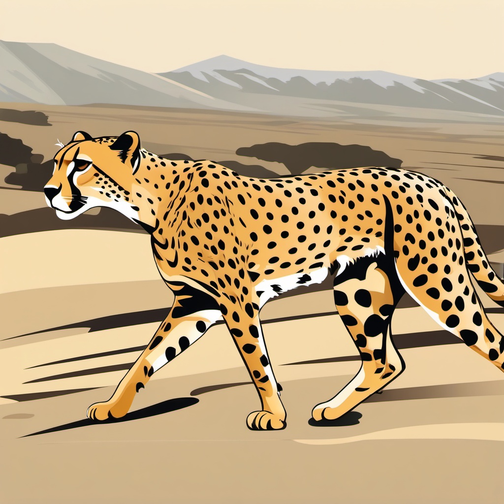 Cheetah clipart - Fastest land animal known for sprinting, ,vector color clipart,minimal