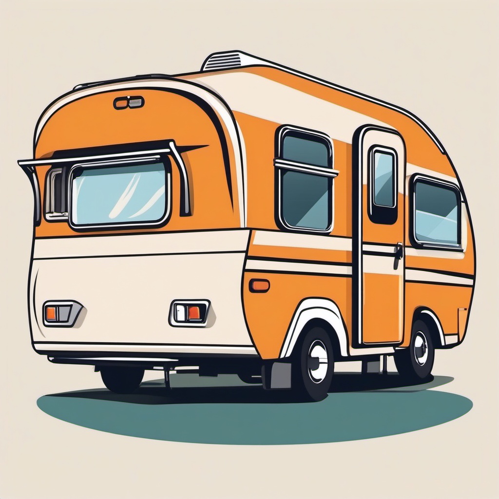 RV Camper Travel Clipart - An RV camper ready for travel.  color vector clipart, minimal style