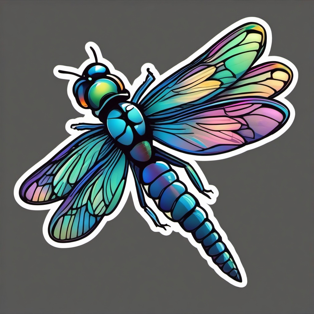 Dragonfly cartoon - fast-flying insect with iridescent wings  cartoon sticker style