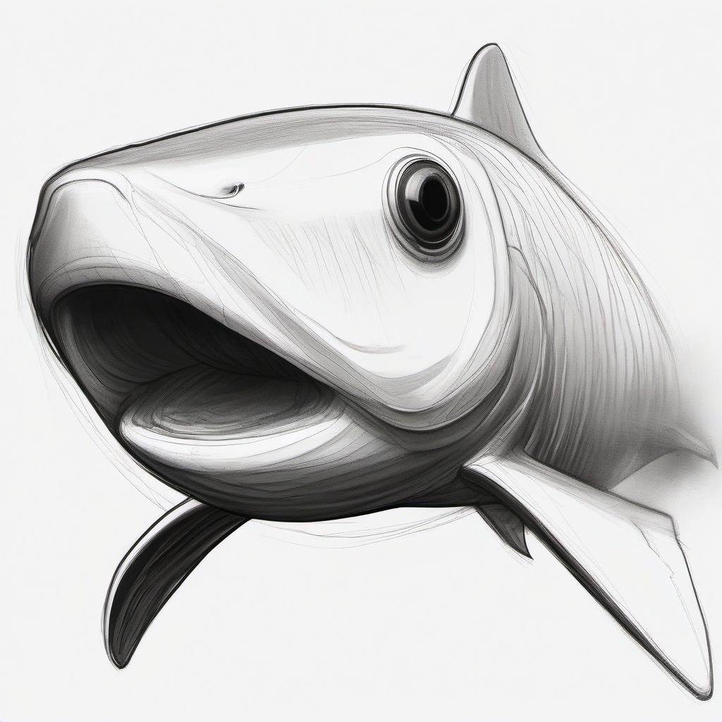 drawing of Cookiecutter shark  minimal rough sketch scribbles,doodles,black and white