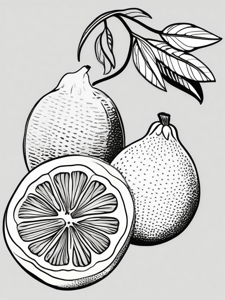 Fruit Coloring Pages - Lemon wedge with peel pattern  simple coloring pages