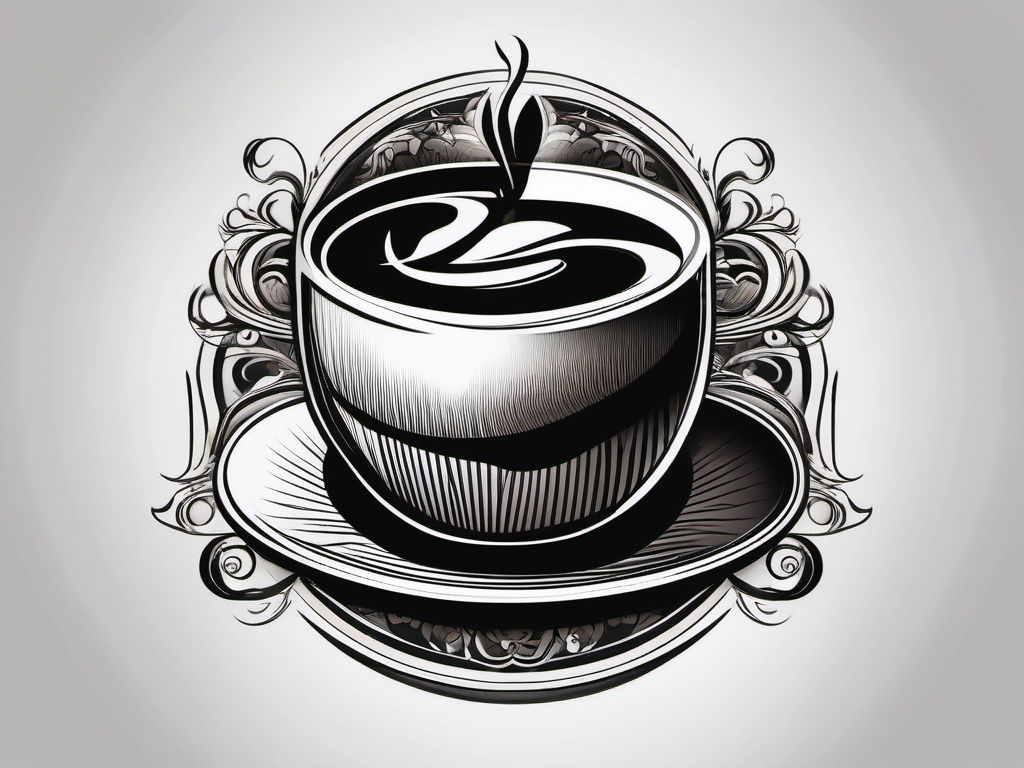 Single coffee bean design: Elegant simplicity, the soul of coffee.  black and white tattoo style