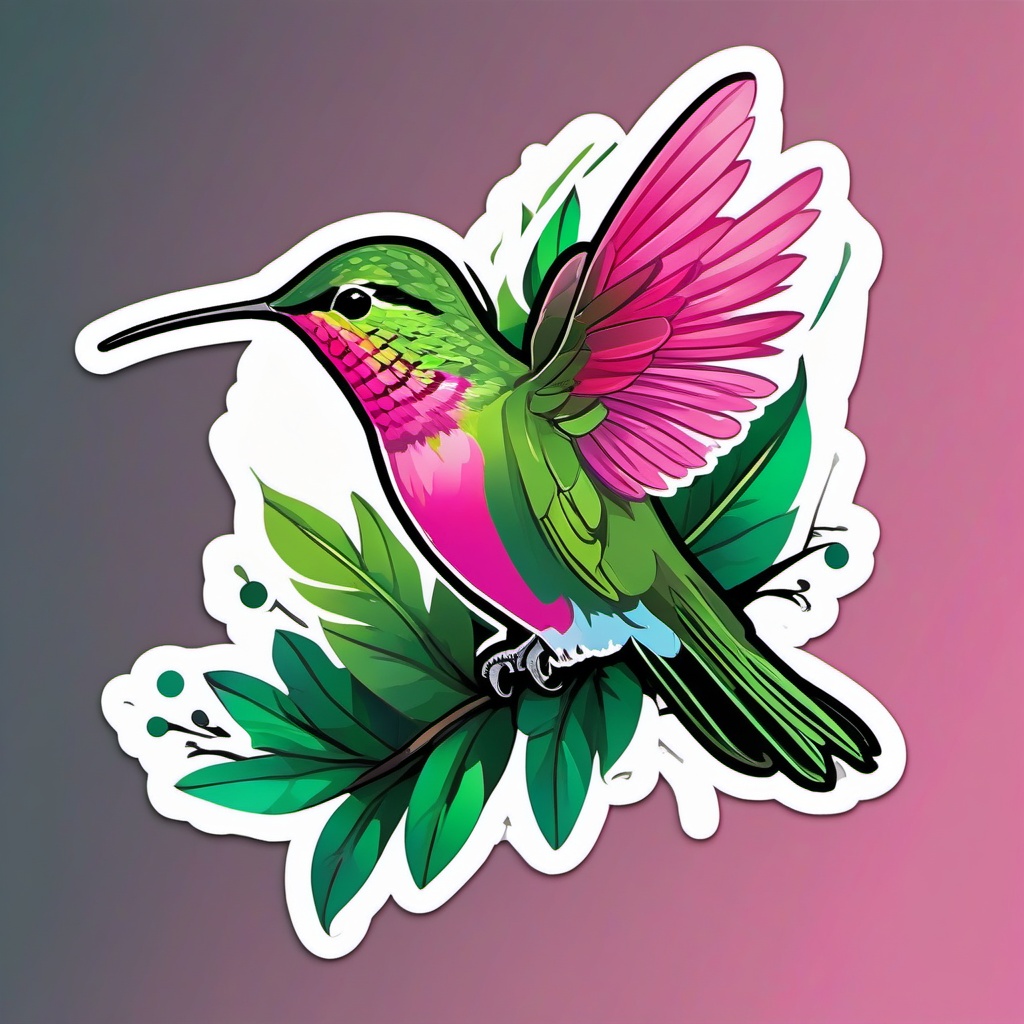 Anna's Hummingbird Sticker - An Anna's hummingbird with vibrant pink and green feathers, ,vector color sticker art,minimal