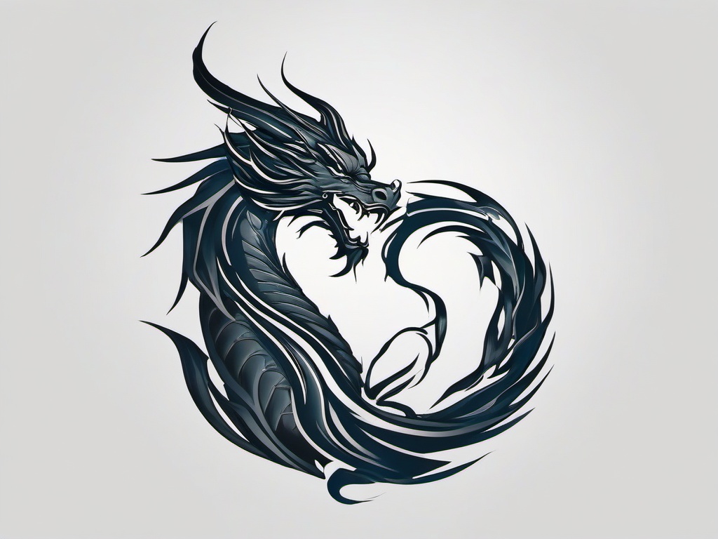 Yang Tattoo - Tattoo featuring a dragon in a design representing the Yang symbol.  simple color tattoo,minimalist,white background