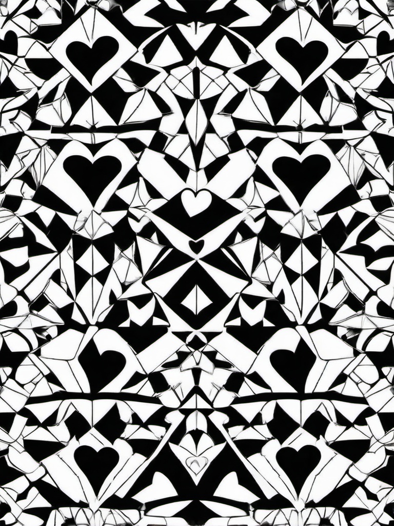 Hearts in a Kaleidoscope Coloring Pages - Kaleidoscopic Heart Patterns for Coloring  minimal black outline printable sheet, coloring page