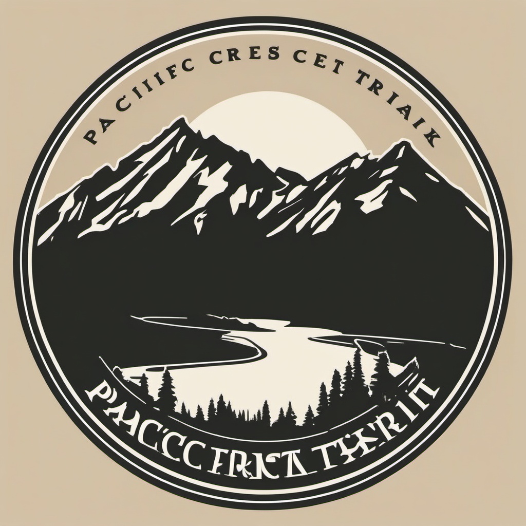 Pacific Crest Trail sticker- Long-distance hiking trail in the western US, , sticker vector art, minimalist design