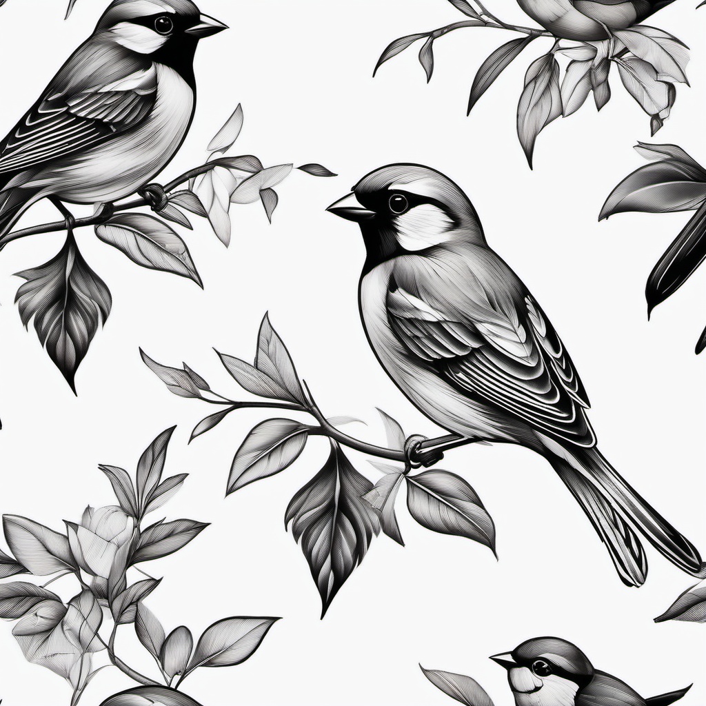 Sparrow Tattoos - Classic sparrow tattoo design  minimalist tattoo design, white background