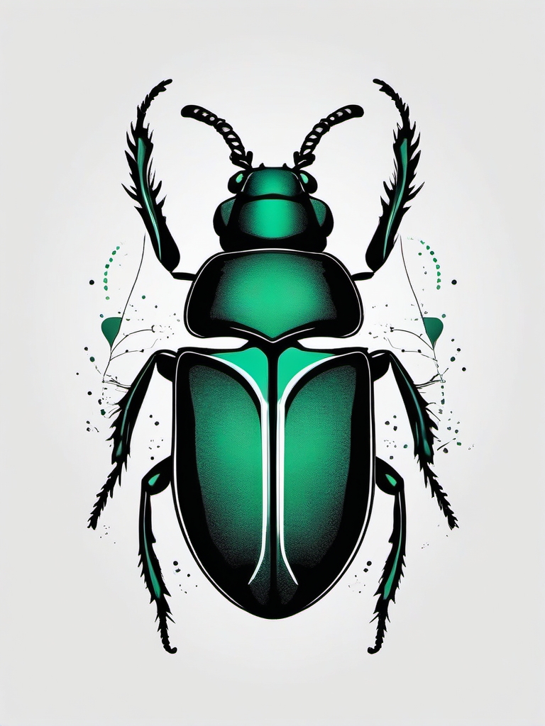 Abstract beetle heartbeat ink. Pulse of nature's rhythm.  minimal color tattoo design