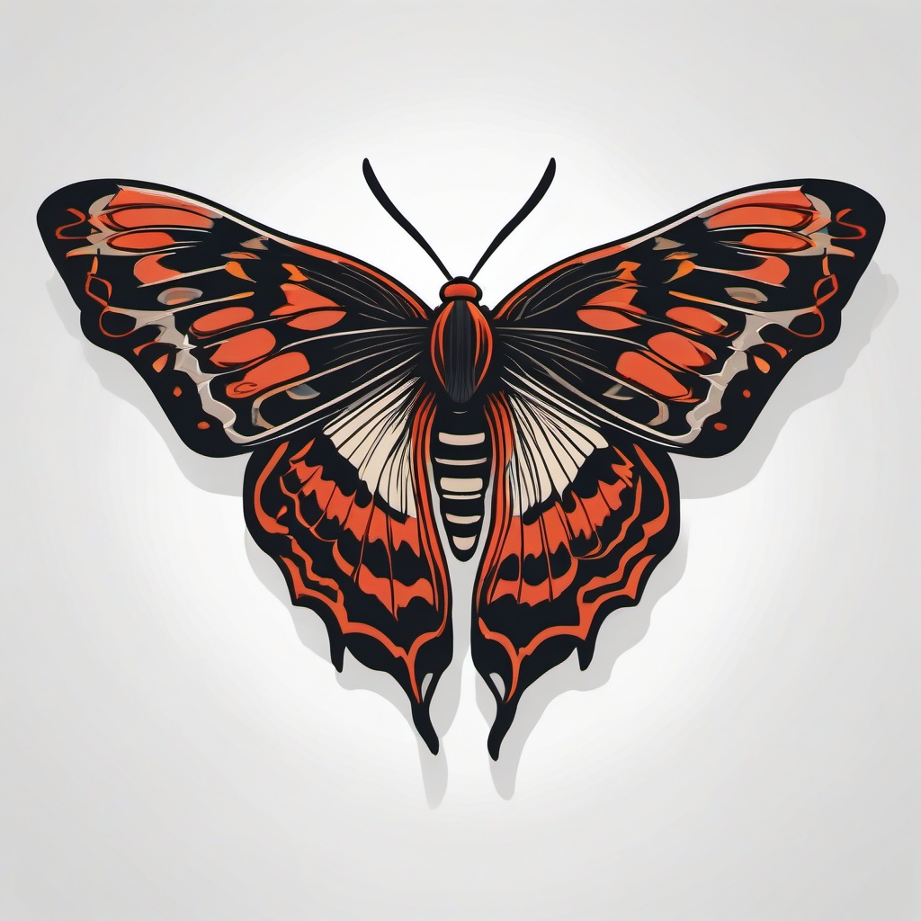 Cecropia Moth Tattoo - Showcase the elegance of the Cecropia moth with a tattoo featuring its distinctive markings and patterns.  simple vector color tattoo, minimal, white background