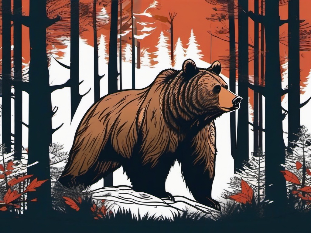 bear in the woods tattoo  simple vector color tattoo