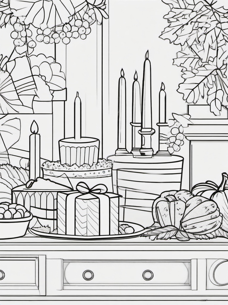 Thanksgiving Gift Coloring Pages - Presents to Show Appreciation  minimal black outline printable sheet, coloring page