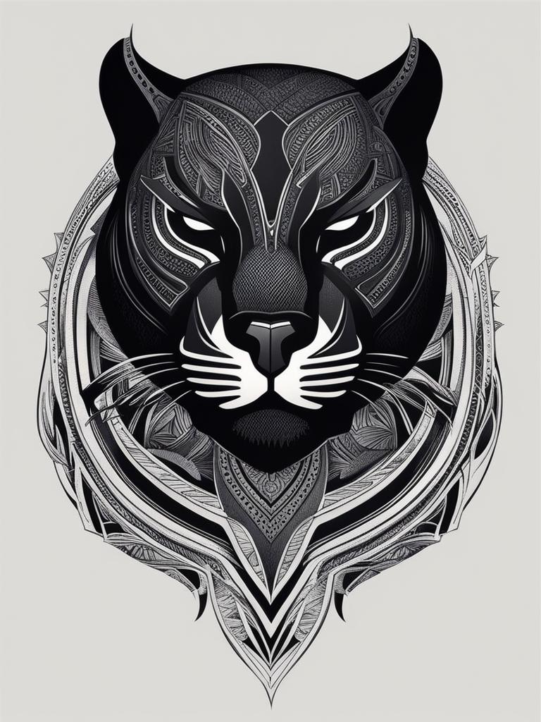 black panther tattoo minimalist color design 