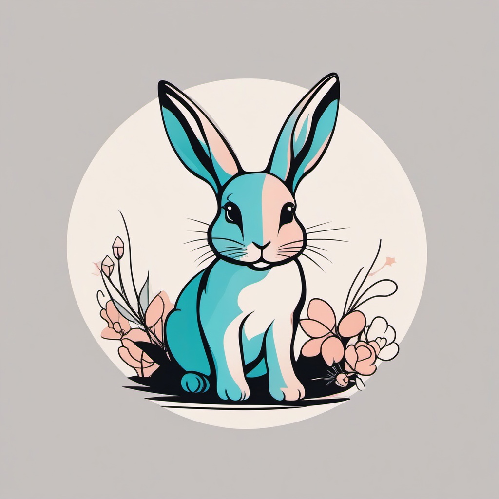 small bunny tattoo  minimalist color tattoo, vector