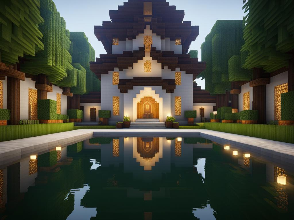 serene monastery gardens with tranquil reflection pools - minecraft house design ideas minecraft block style