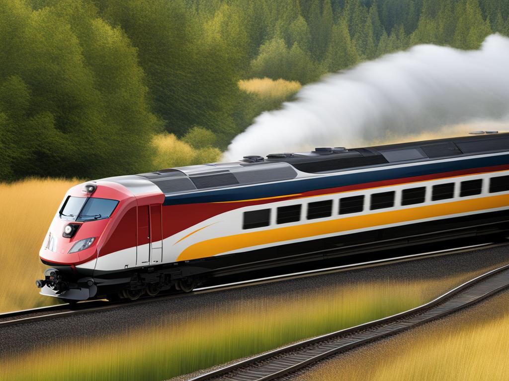 train clipart - a fast and locomotive train speeding down the tracks. 