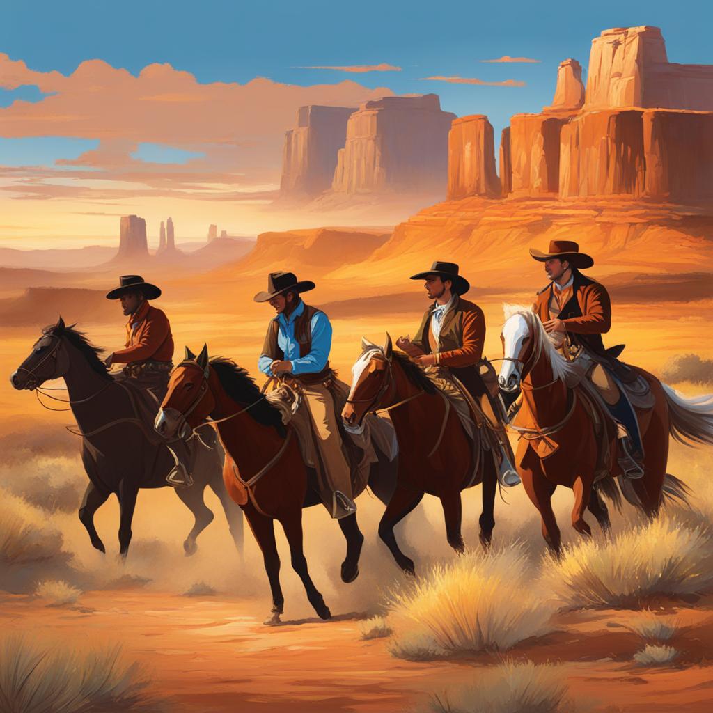 wild west adventure - paint an adventure in the wild west, with cowboys, outlaws, and vast prairies. 