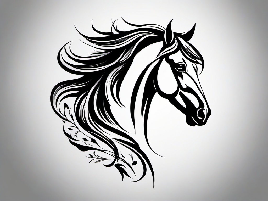 Horse Tattoo - Embrace the strength and beauty of horses with a horse tattoo, symbolizing freedom, power, and the bond between humans and these majestic creatures.  simple tattoo,minimalist,white background