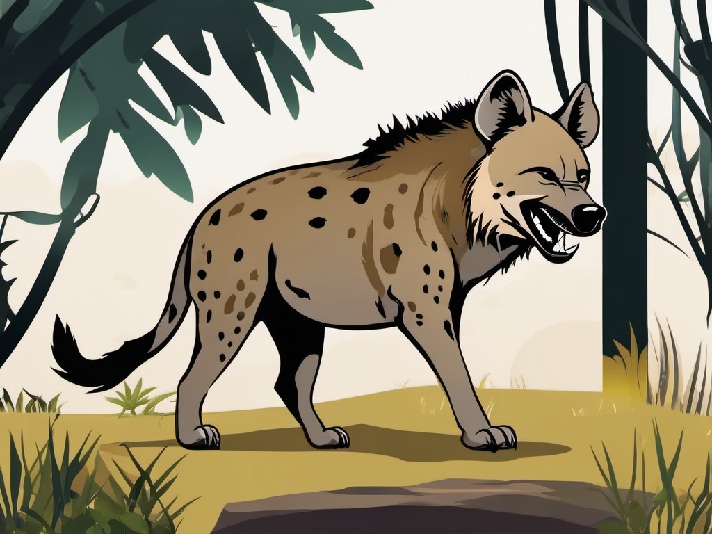 Hyena clipart - Scavenging predator with a distinctive laugh, ,color clipart vector style