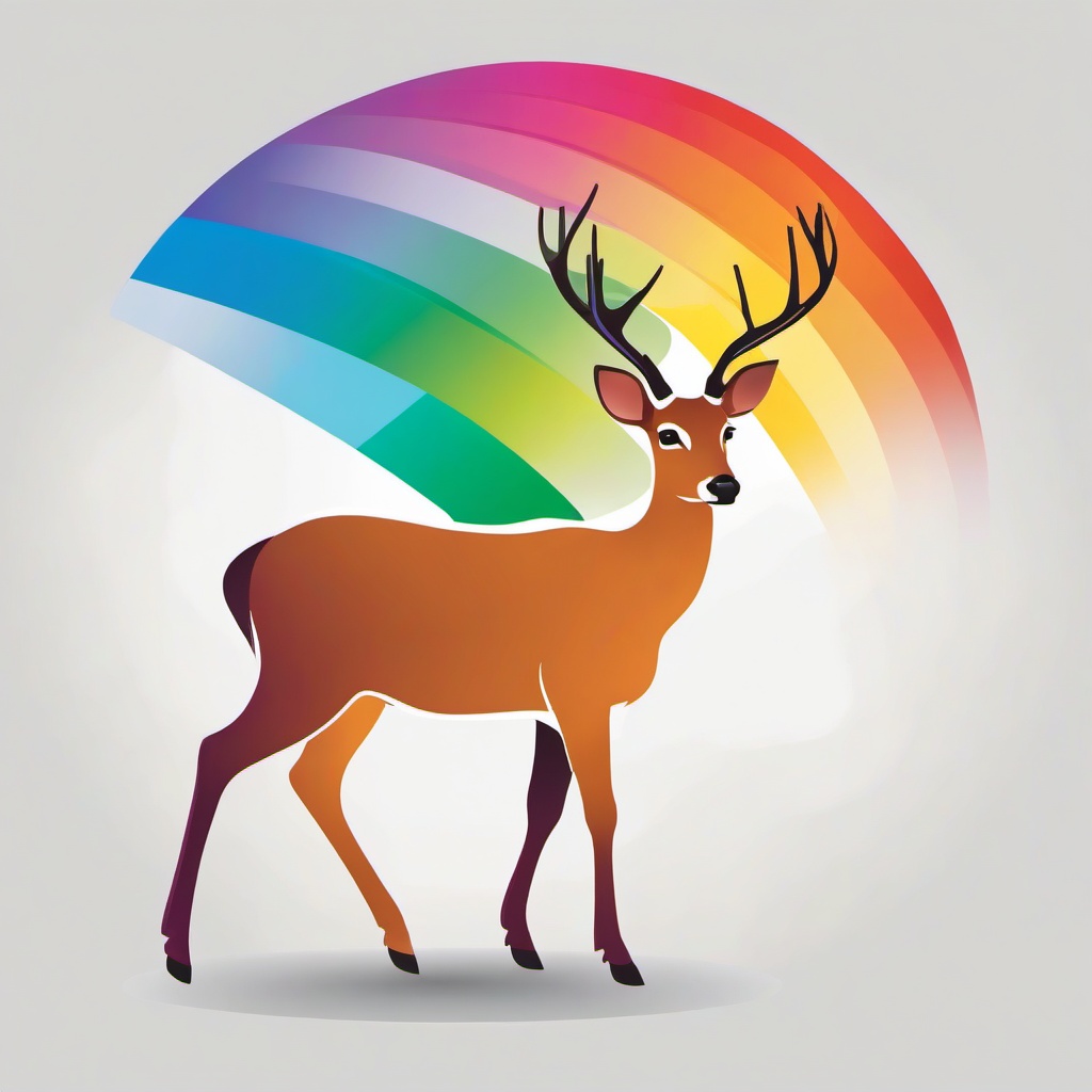 Deer clipart - deer with a rainbow behind it  color,minimalist,vector clipart