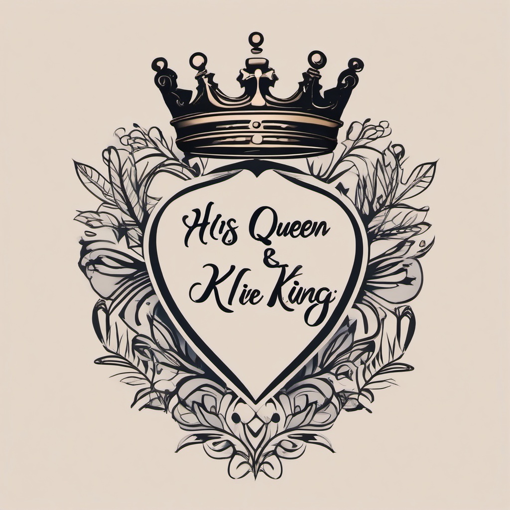 His Queen and Her King Tattoo - A symphony of love in ink.  minimalist color tattoo, vector