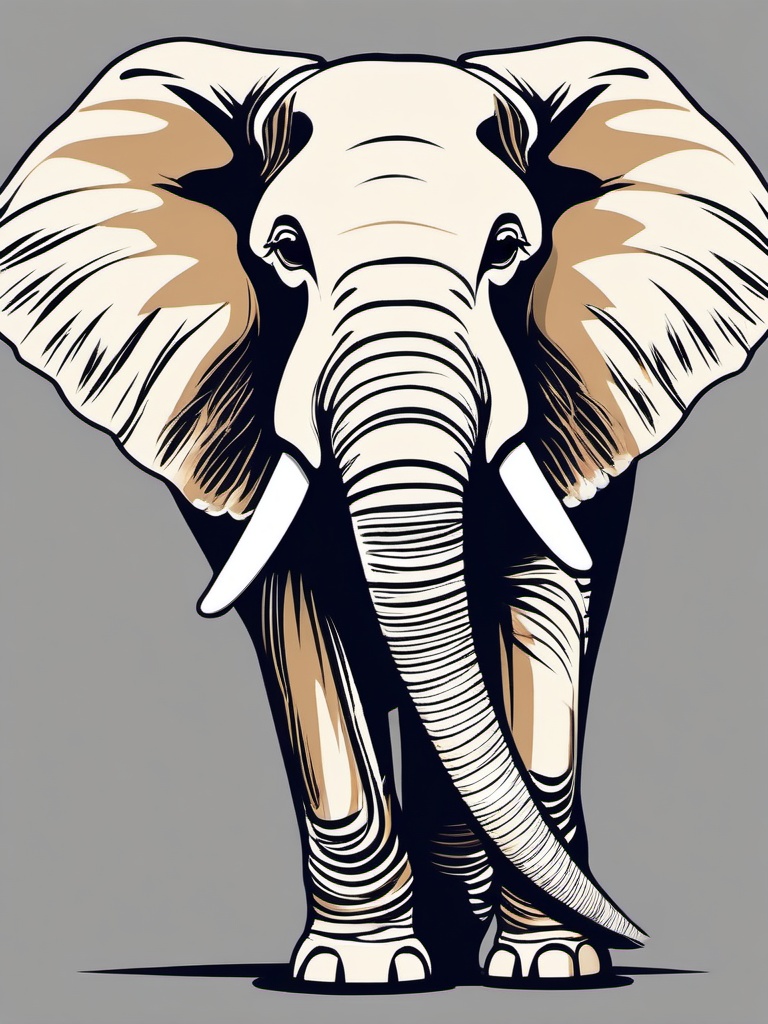 Elephant clipart - Gentle giant of the safari with impressive tusks, ,vector color clipart,minimal