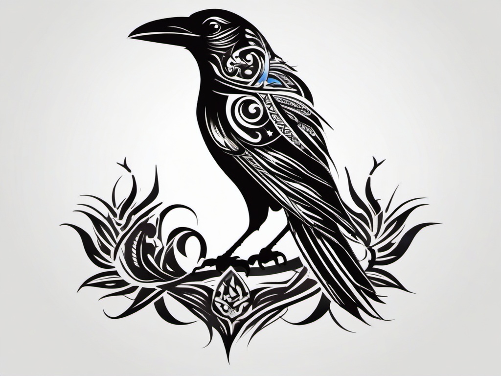 tribal crow tattoo  simple vector color tattoo