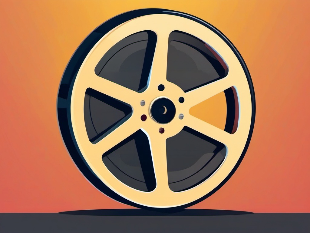 Clipart of a Film Reel - Film reel icon for video and cinema,  color vector clipart, minimal style