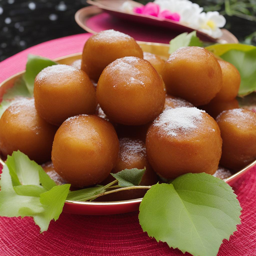 gulab jamun, indian sweet dumplings, indulged in a charming garden in istanbul. 