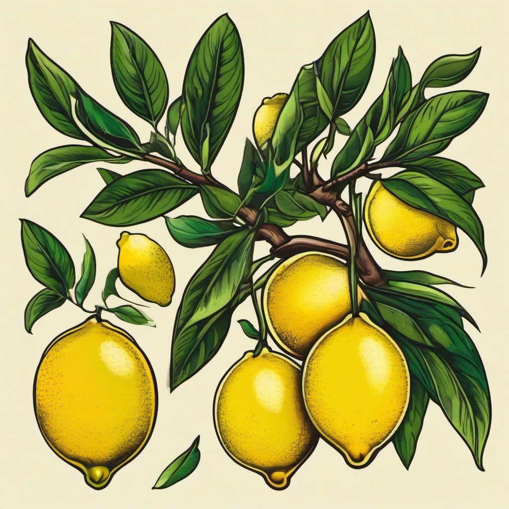 lemon tree tattoo  simple vector color tattoo