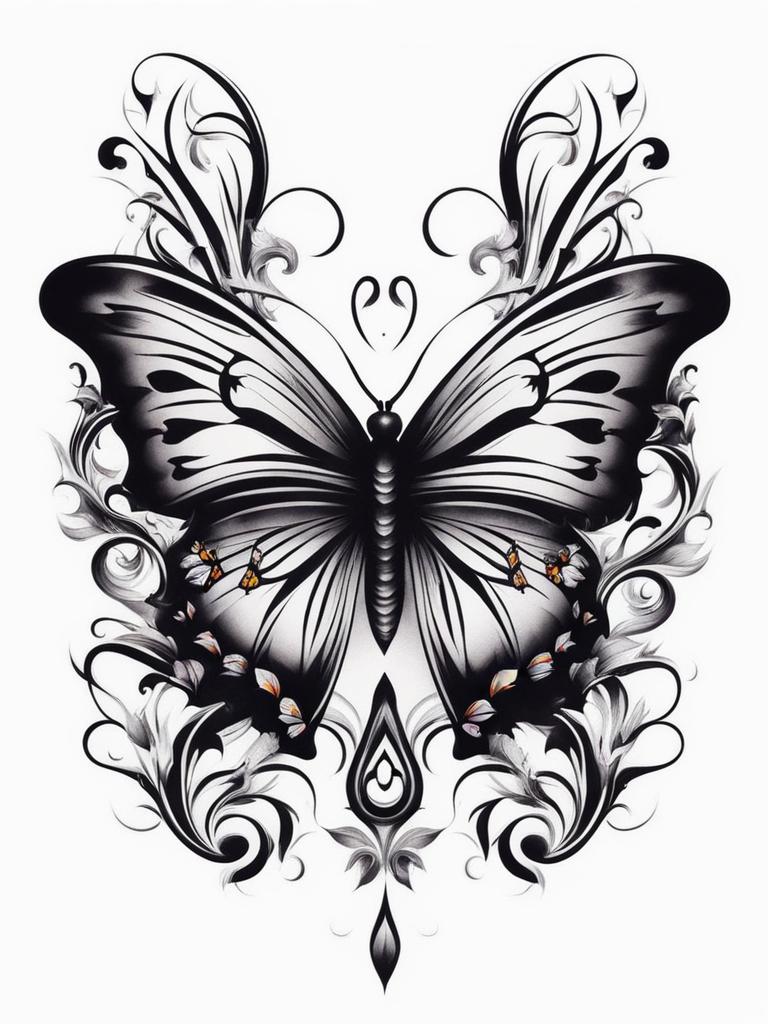 Butterfly symbol tattoo,Using butterflies as symbols in tattoo art. , color tattoo design, white background