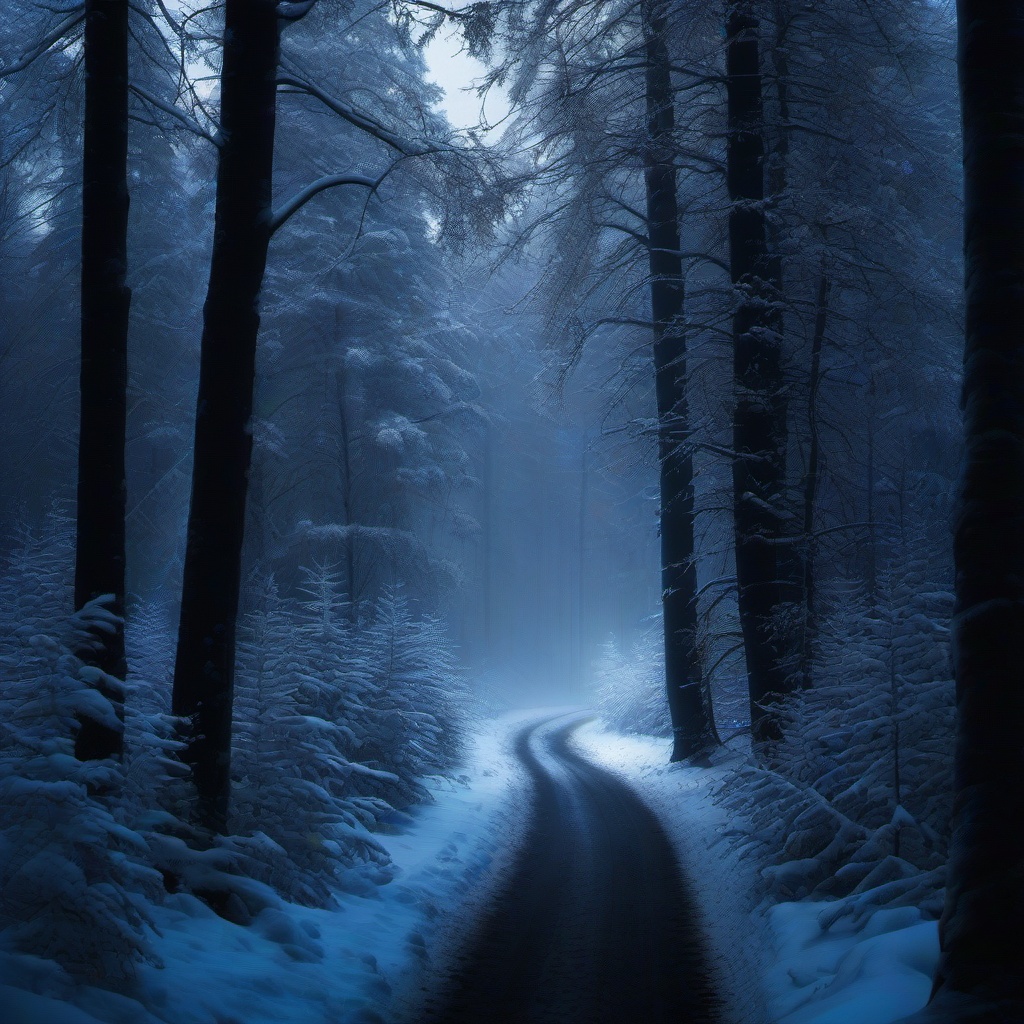 Winter background wallpaper - dark snowy forest background  